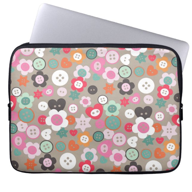 Capa Para Notebook Amar Botões de Costura Cinza (Frente)