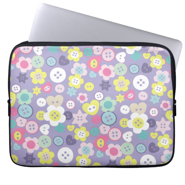 Capa Para Notebook Amar Botões de Costura Roxo (Frente)