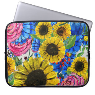 Capa Para Notebook Amarelo-Amarelo-Rosa-Floral Sem Vista