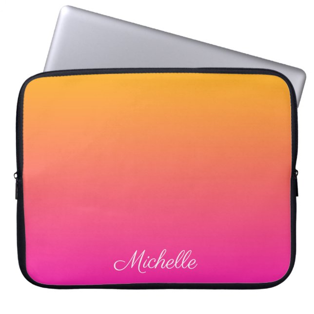 Capa Para Notebook Ambre de gradiente amarelo e rosa (Frente)