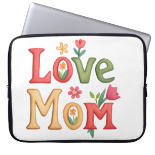Capa Para Notebook Ame o texto da mãe com flores