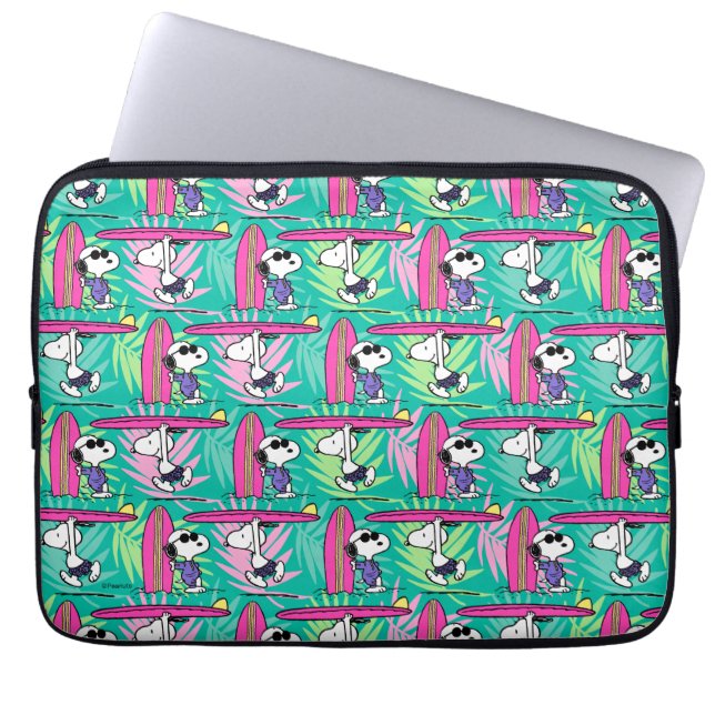 Capa Para Notebook Amendoins | Padrão de Surf de Teal de Snoopy (Frente)