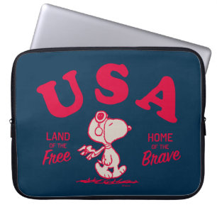 Capa Para Notebook Amendoins Snoopy USA Land of the Free