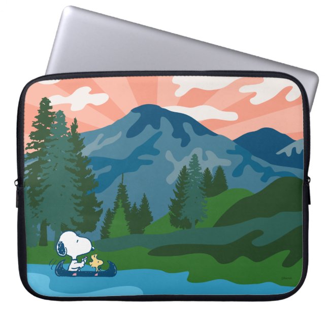 Capa Para Notebook Amendoins | Snoopy & Woodstock canoé (Frente)