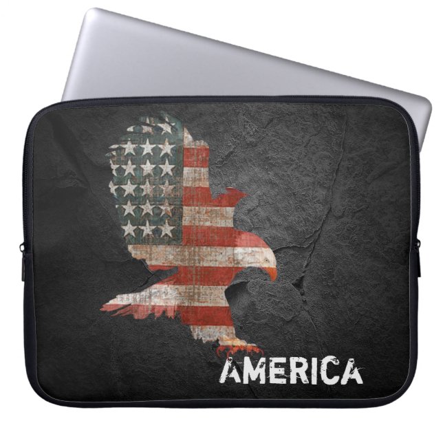 Capa Para Notebook American Flag Bald Eagle (Frente)