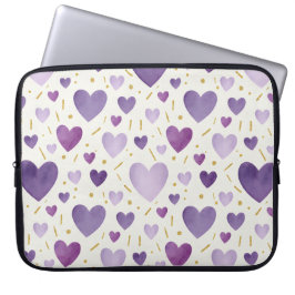 Capa Para Notebook Amethyst Dream Watercolor Hearts