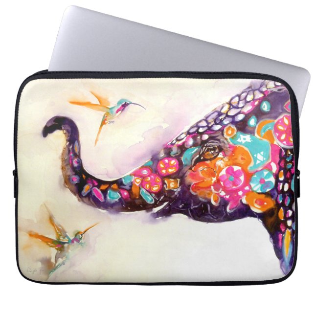 Capa Para Notebook "Amigos Enchanting" colibri & elefante (Frente)