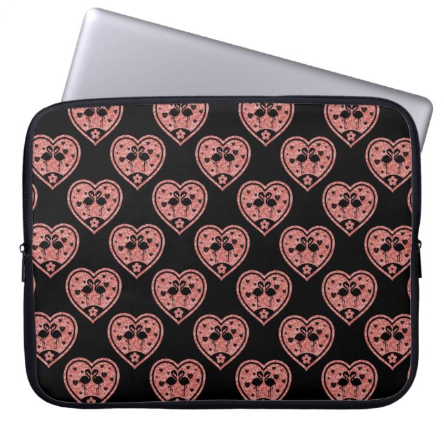 Capa Para Notebook Amor com Flamingo de Coração Texturizado (Frente)