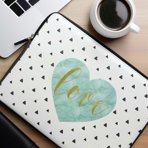 Capa Para Notebook "Amor Dourado" e coração da aguarela