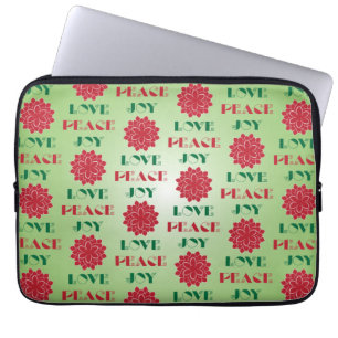 Capa Para Notebook Amor Verde e Vermelho Moderno, Paz, citação de Joy