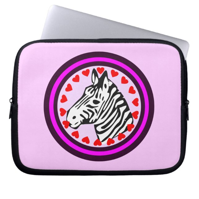 Capa Para Notebook ☞♥Amor Zebra Chic & Fabuloso Estojo para Laptop♥☜ (Frente)