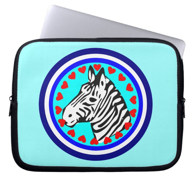 Capa Para Notebook ☞♥Amor Zebra Chic& Fabuloso Sleeve para Laptop♥☜ (Frente)
