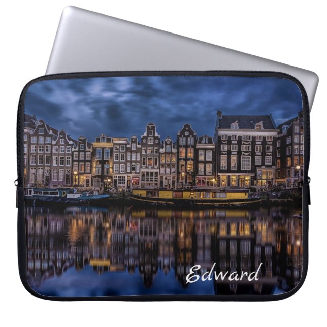 Capa Para Notebook Amsterdam with Canals at Dusk (Frente)