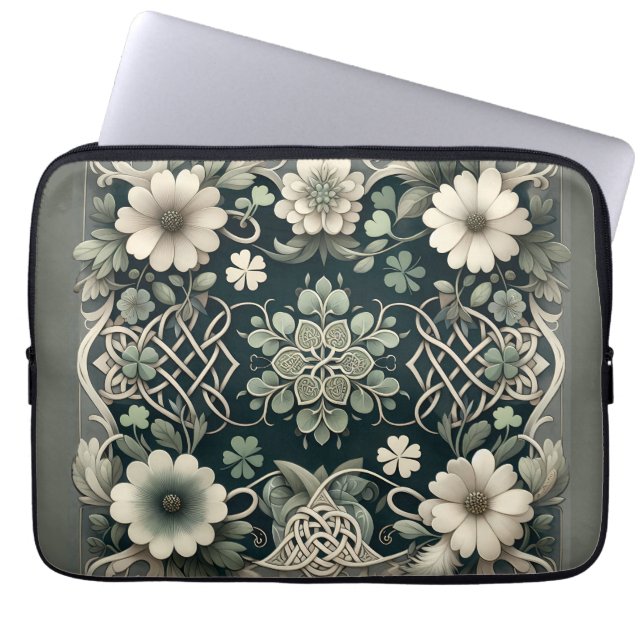 Capa Para Notebook Amuleto Floral Trevo Celta (Frente)