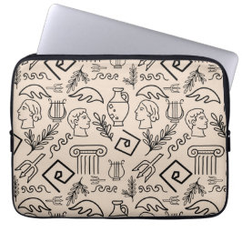 Capa Para Notebook Ancient Greece Line Art Pattern