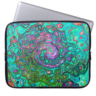 Capa Para Notebook Anel Abstrato Retro Líquido Aquamarine Groovy