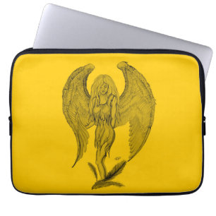 Capa Para Notebook Angel - design preto e amarelo