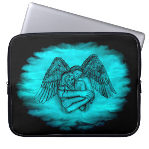 Capa Para Notebook Angel Eros in Love, design preto e verde