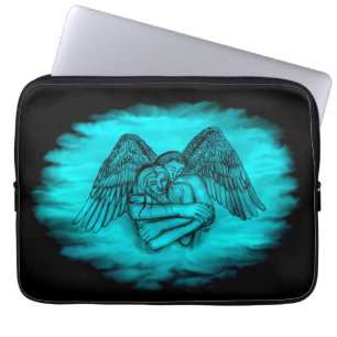 Capa Para Notebook Angel Eros in Love, design preto e verde