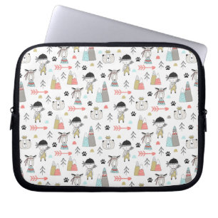 Capa Para Notebook Animais bonitos da floresta & teste padrão indiano