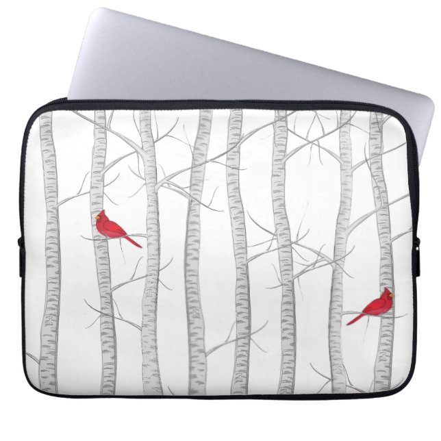 Capa Para Notebook Animais de Cuta de Aves Vermelhas Botânicas Elegan (Frente)