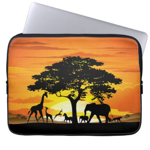 Capa Para Notebook Animais Selvagens no Sunset da savana africana