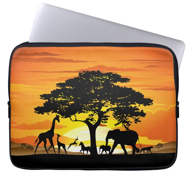 Capa Para Notebook Animais Selvagens no Sunset da savana africana (Frente)