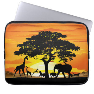Capa Para Notebook Animais Selvagens no Sunset da savana africana
