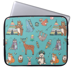 Capa Para Notebook Animais tribais: padrão florestal da floresta.
