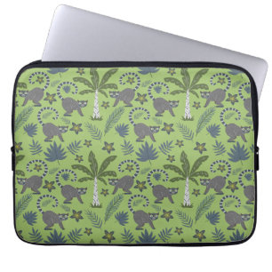 Capa Para Notebook Animais tropicais, sem soldadura, verdes e cinzas