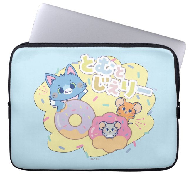 Capa Para Notebook Anime as Delícias da Rosquinha com Tom, Jerry e Tu (Frente)