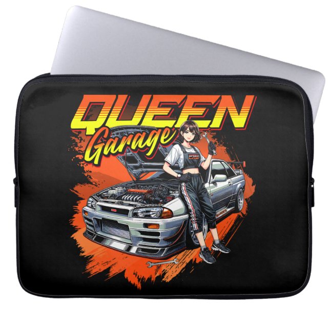 Capa Para Notebook Anime Drift Mechanic Carro - Garage Queen Art (Frente)