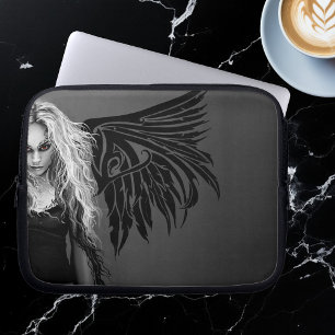 Capa Para Notebook Anjo Caído Tribal Preto com Olhos Vermelhos Gótico