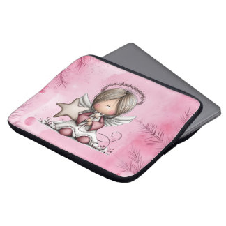 Capa Para Notebook Anjo de Natal Rosa Caprichoso