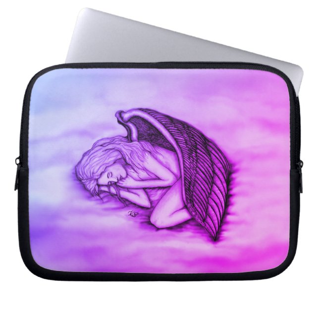 Capa Para Notebook Anjo dormindo nas nuvens do céu (Frente)