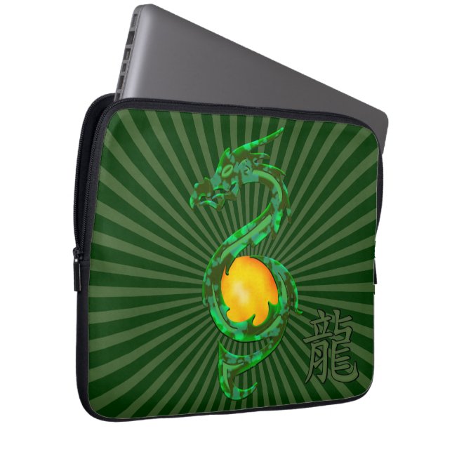 Capa Para Notebook Ano chinês do verde de jade do dragão (Frente Esquerda)