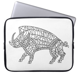 Capa Para Notebook Ano do Porco - Javali Selvagem com Corridas