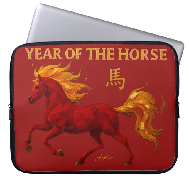 Capa Para Notebook Ano Novo Chinês do Zodíaco 2026 Cavalo de Fogo Yan (Frente)