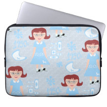 Anos 50 Sassy Menina Clássica Azul Padrão de Sweet