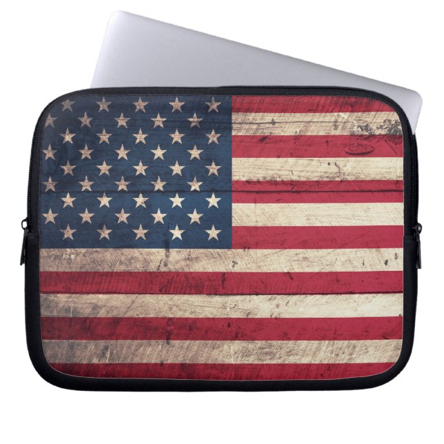 Capa Para Notebook Antiga bandeira Americana de Wooden (Frente)