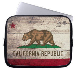Capa Para Notebook Antiga bandeira da Califórnia em Wooden
