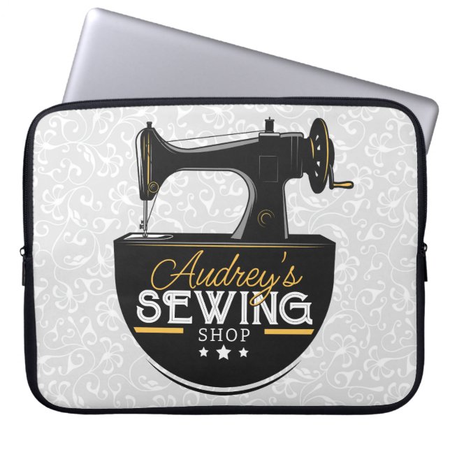 Capa Para Notebook Antique Sewing Machine ADD NAME Seamstress Tailor  (Frente)