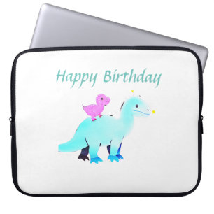 Capa Para Notebook Anúncio de aniversário de dinossauro com aquarela 