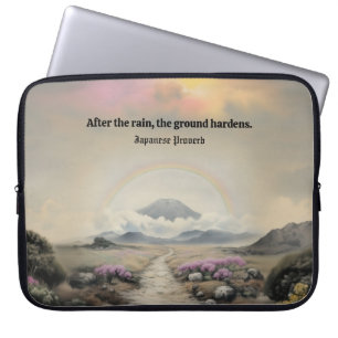 Capa Para Notebook Após a chuva (Arte de Paisagem Japonesa com Aquare