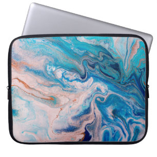 Capa Para Notebook Aproximação do mármore branco e azul-abstrato