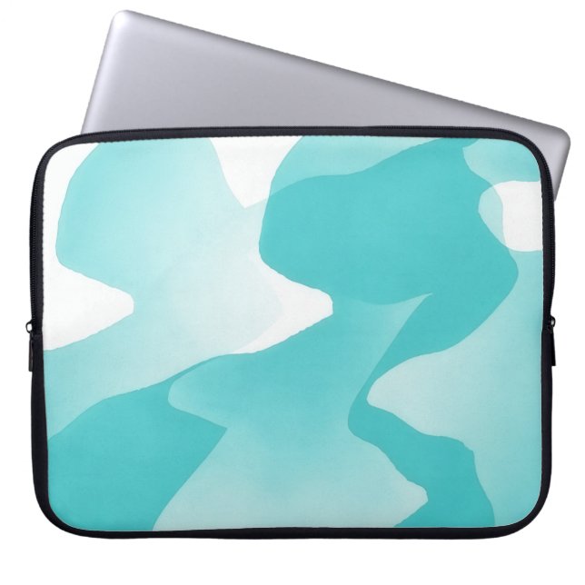 Capa Para Notebook Aqua Blue Abstract Art Laptop Cover Sleeve (Frente)