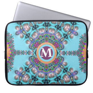 Capa Para Notebook Aqua Blue & Orange Bohemian Fusion Design