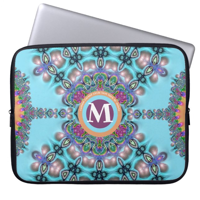 Capa Para Notebook Aqua Blue & Orange Bohemian Fusion Design (Frente)