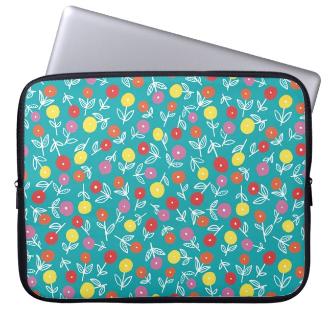 Capa Para Notebook Aqua/Crianças Teais Bolsa de laptop Ditsy Floral (Frente)