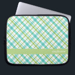 Capa Para Notebook Aqua e teste padrão verde da xadrez<br><div class="desc">.</div>